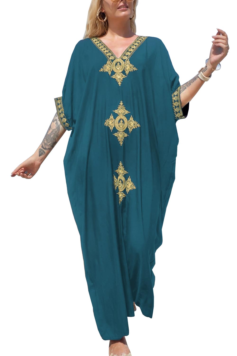 Women's kimono beach cover up — long loose fit — summer holiday