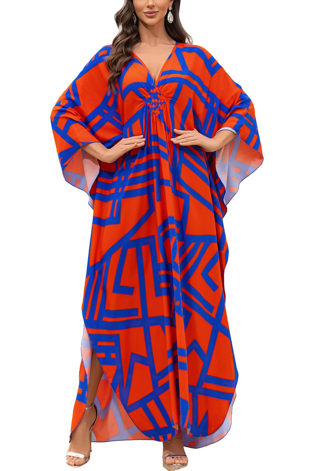 Women's kimono beach cover up — long loose fit — summer holiday