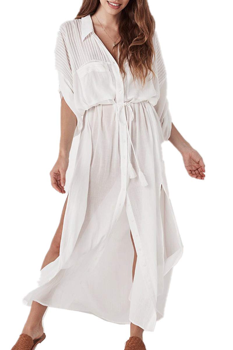 Women's kimono beach cover up — long loose fit — summer holiday
