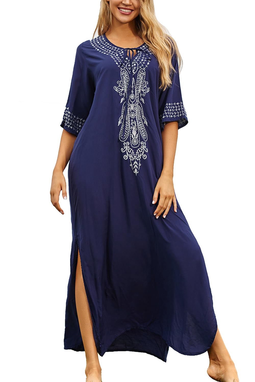 Women's kimono beach cover up — long loose fit — summer holiday