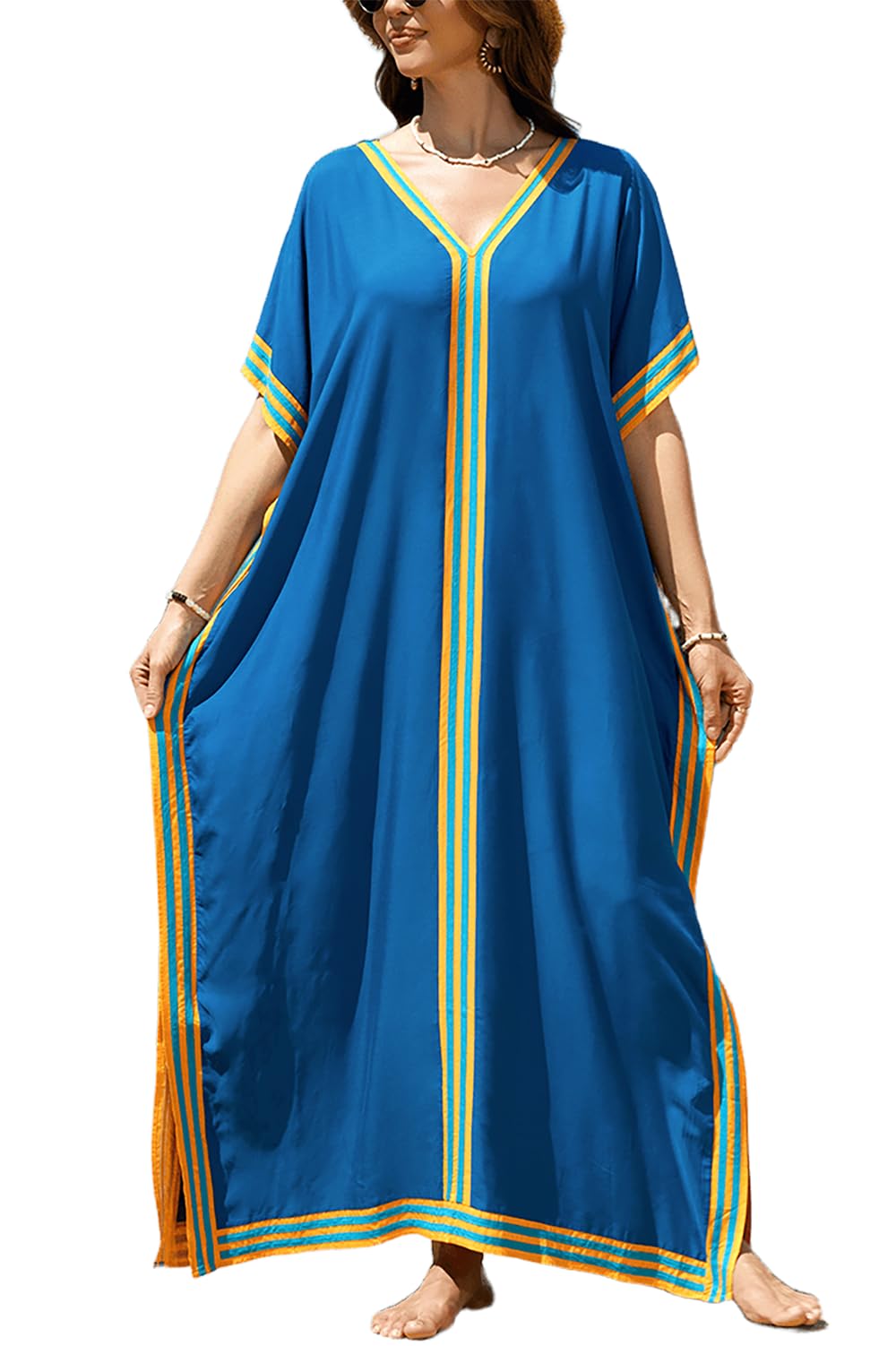 Women's kimono beach cover up — long loose fit — summer holiday