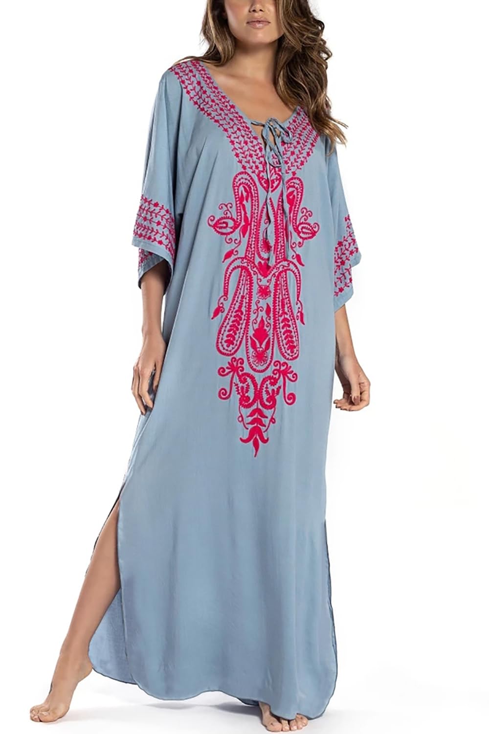 Women's kimono beach cover up — long loose fit — summer holiday