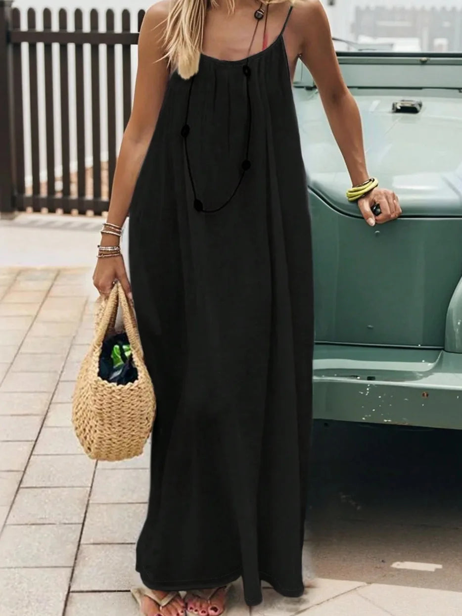 Loose-Fit Spaghetti Strap Maxi Dress