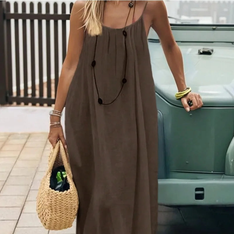 Loose-Fit Spaghetti Strap Maxi Dress