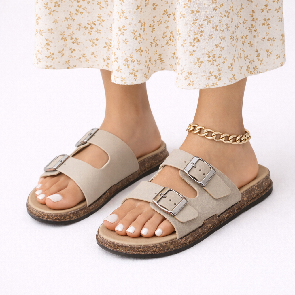 Comfort Buckle Slide Sandals