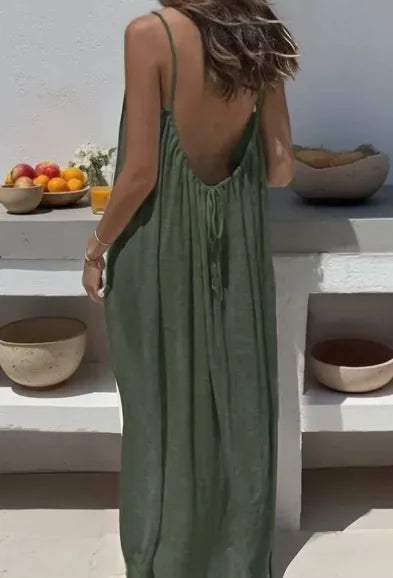 Loose-Fit Spaghetti Strap Maxi Dress