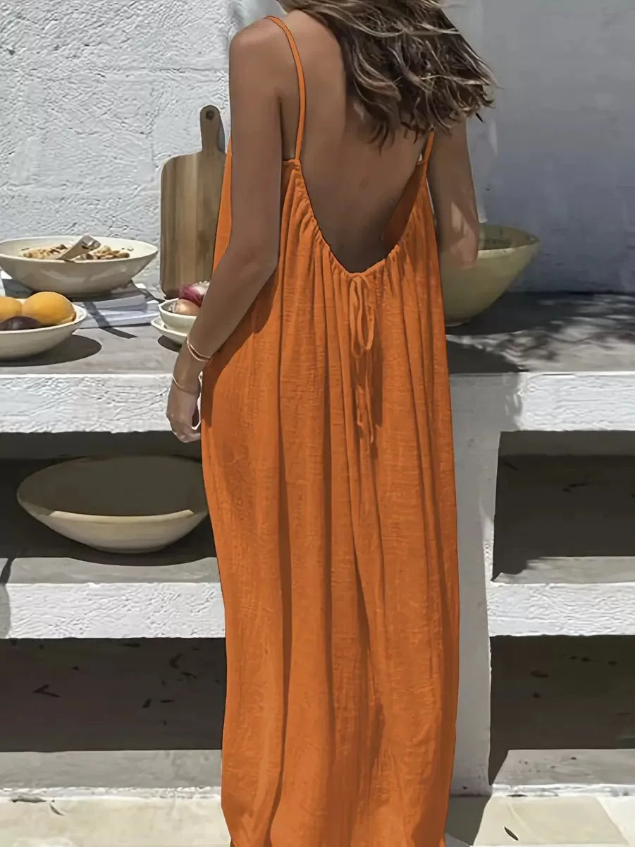 Loose-Fit Spaghetti Strap Maxi Dress