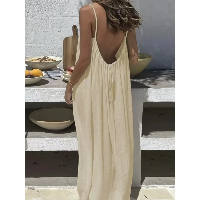 Loose-Fit Spaghetti Strap Maxi Dress