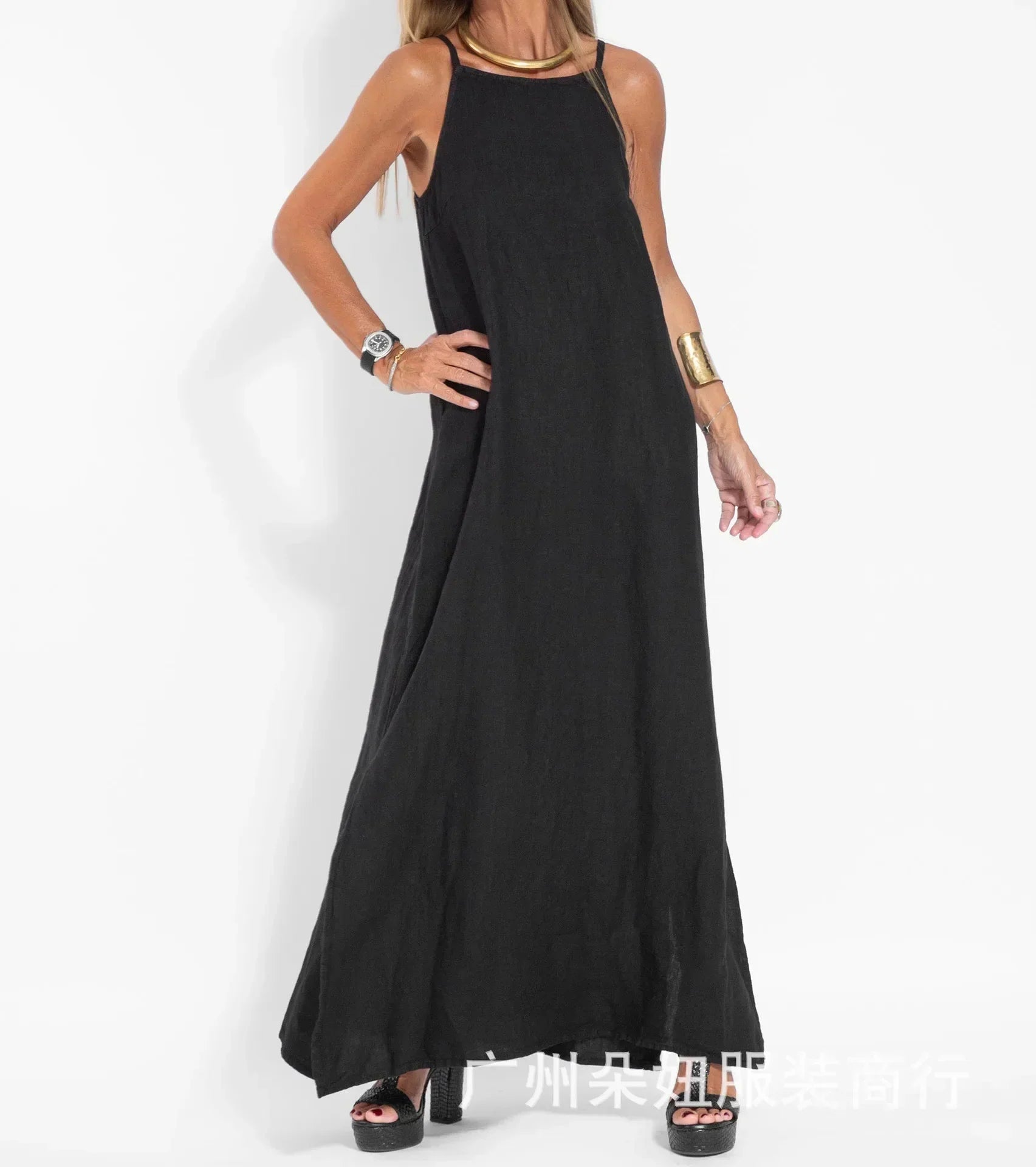 Women's Linen Sleeveless Maxi Dress