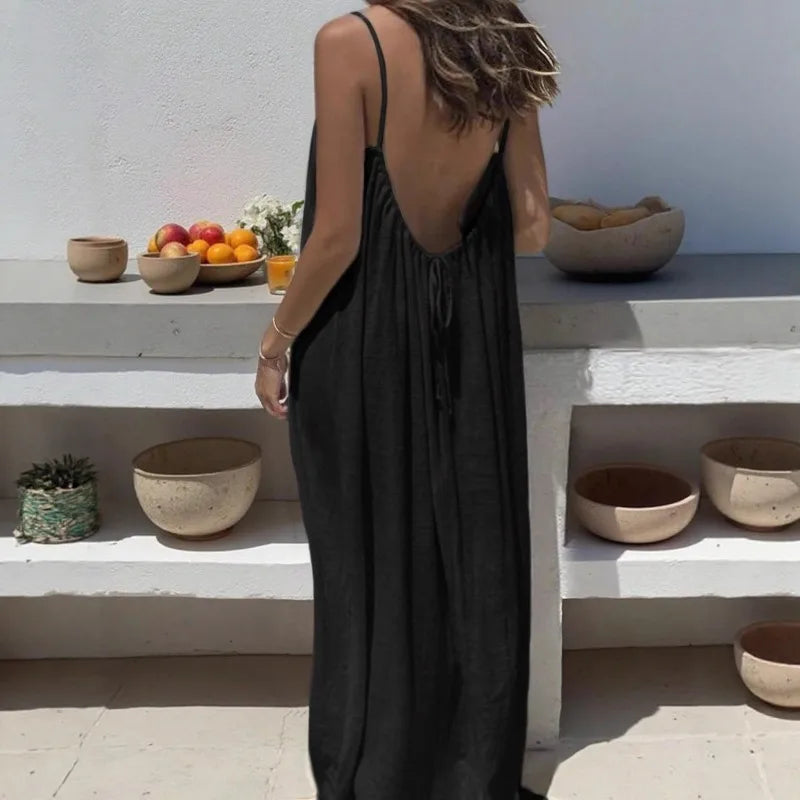 Loose-Fit Spaghetti Strap Maxi Dress
