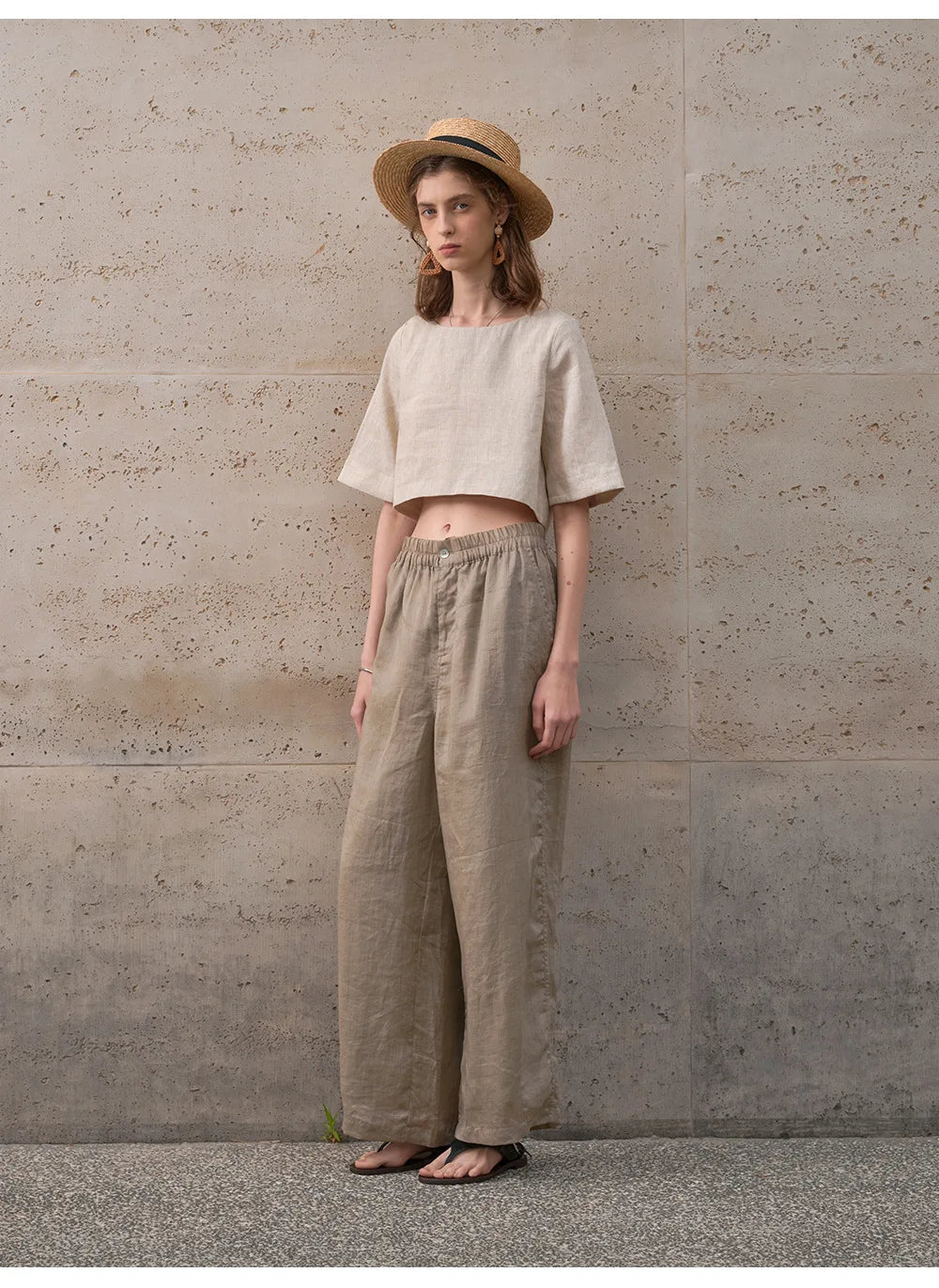 Crop top for women — 100% linen — boxy oversized fit — casual daily