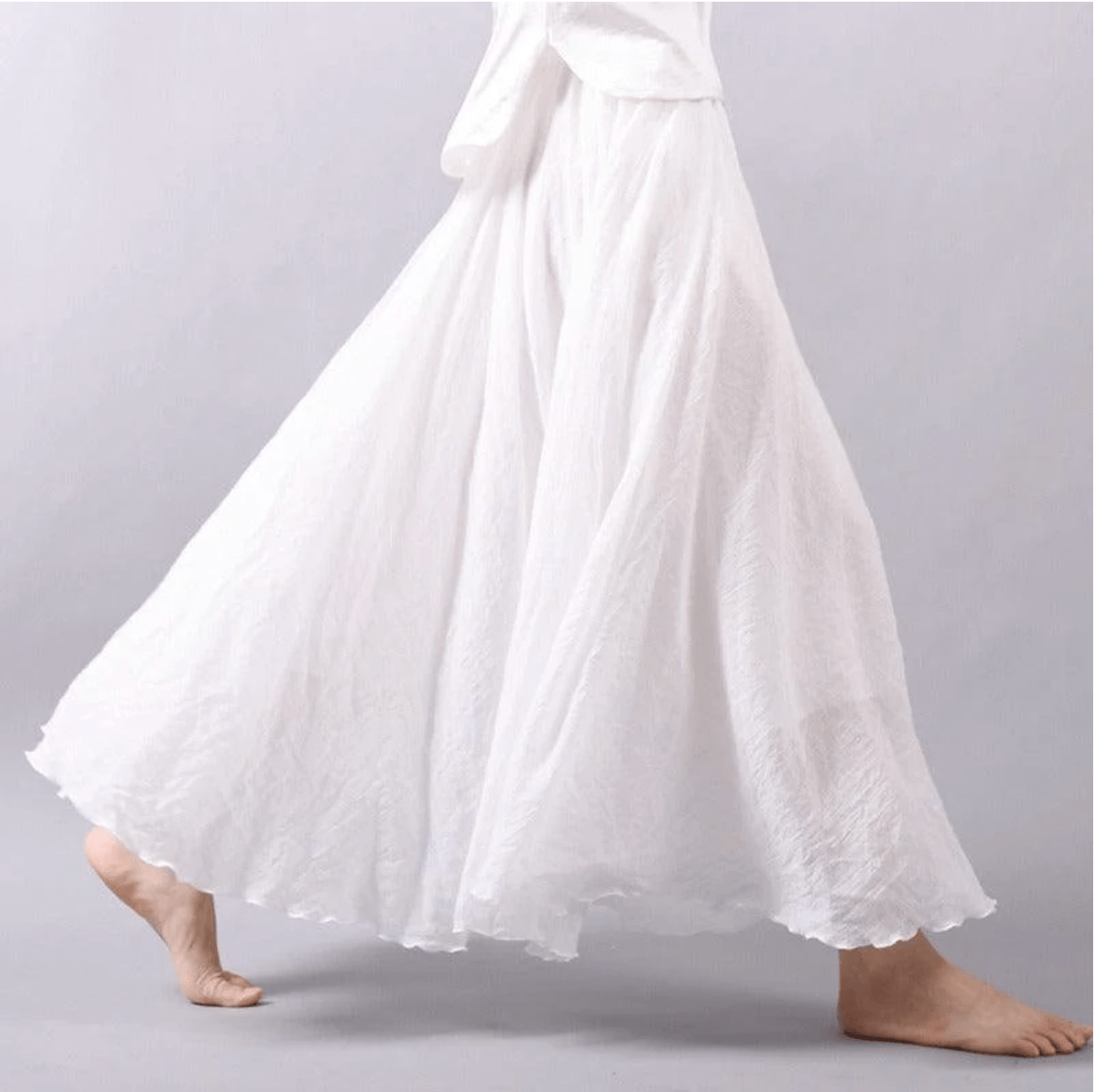 Women's linen maxi skirt — flowy A-line bohemian cut for beach