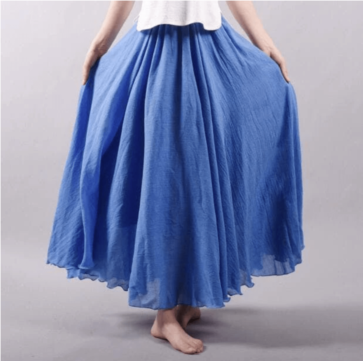 Women's linen maxi skirt — flowy A-line bohemian cut for beach