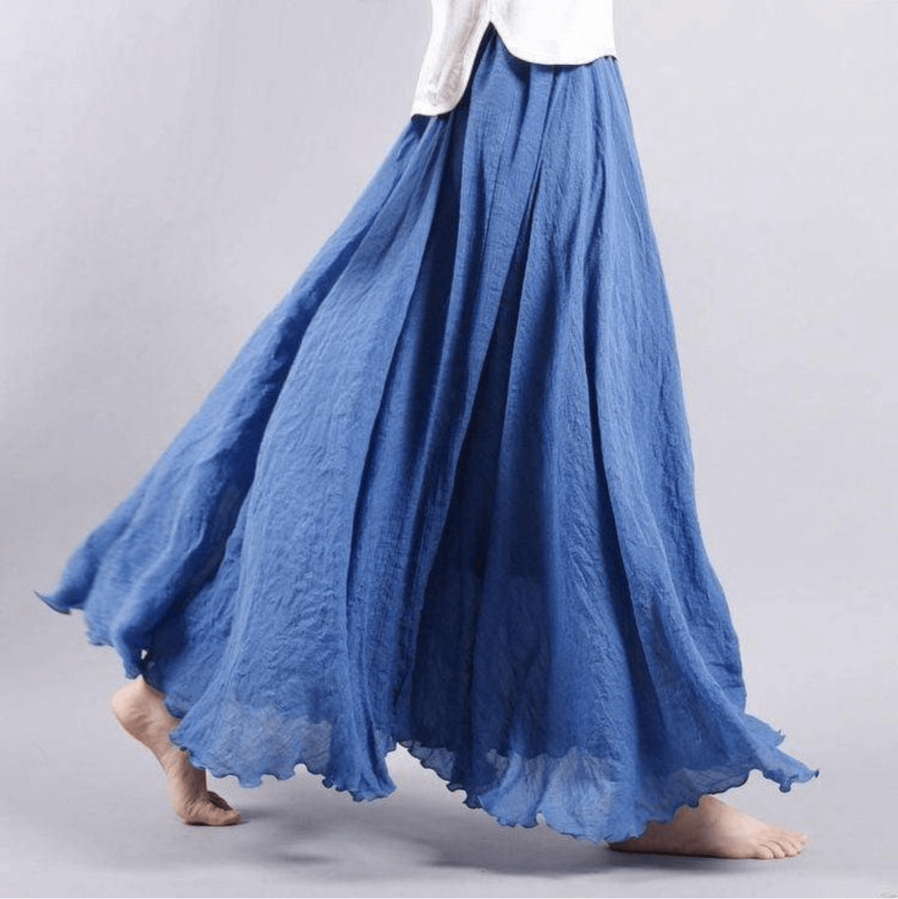 Women's linen maxi skirt — flowy A-line bohemian cut for beach