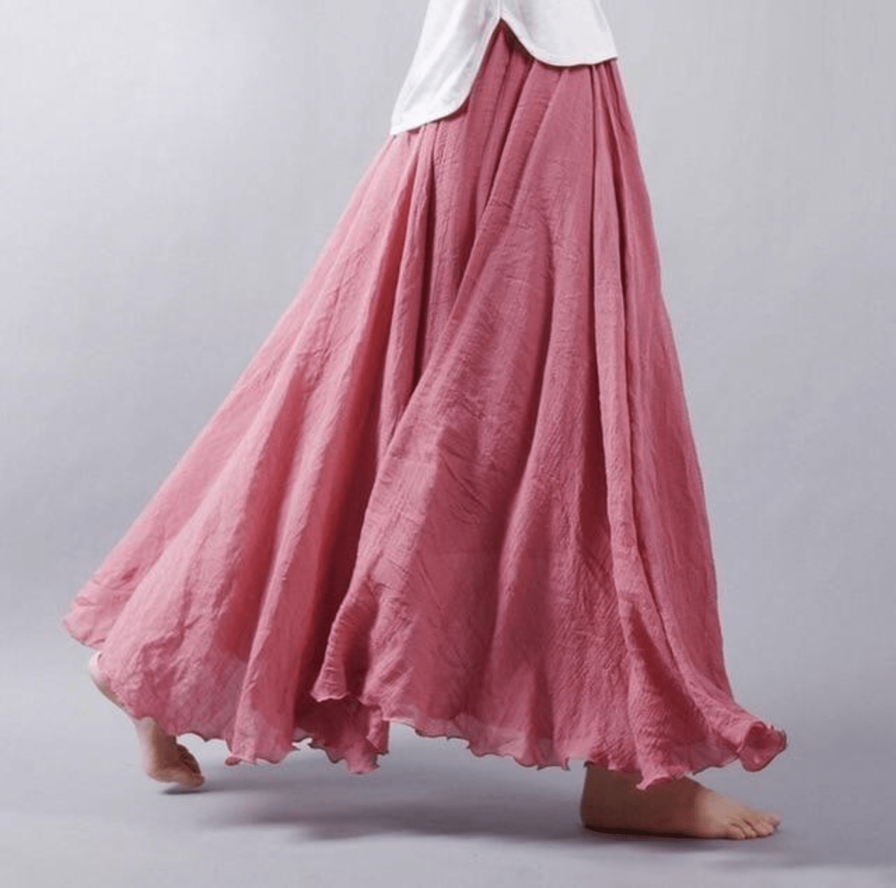 Women's linen maxi skirt — flowy A-line bohemian cut for beach