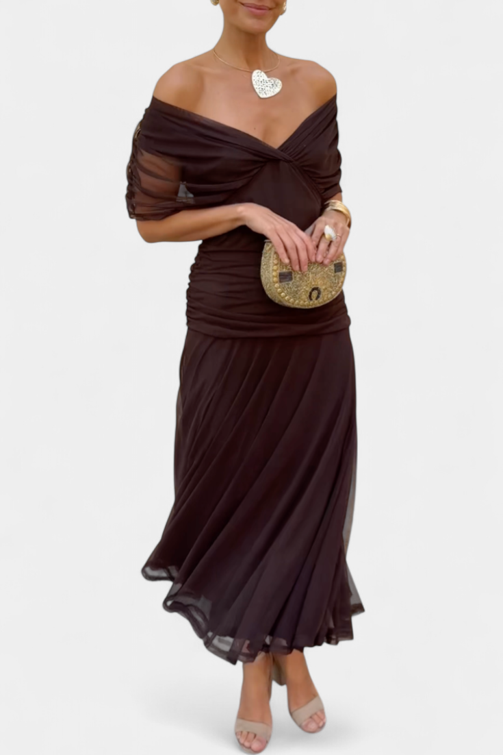Women’s maxi dress — pleated wrapped waistline | formal wedding events