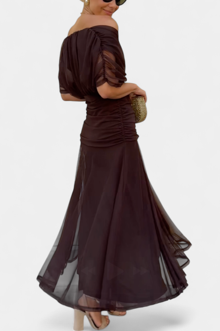 Women’s maxi dress — pleated wrapped waistline | formal wedding events