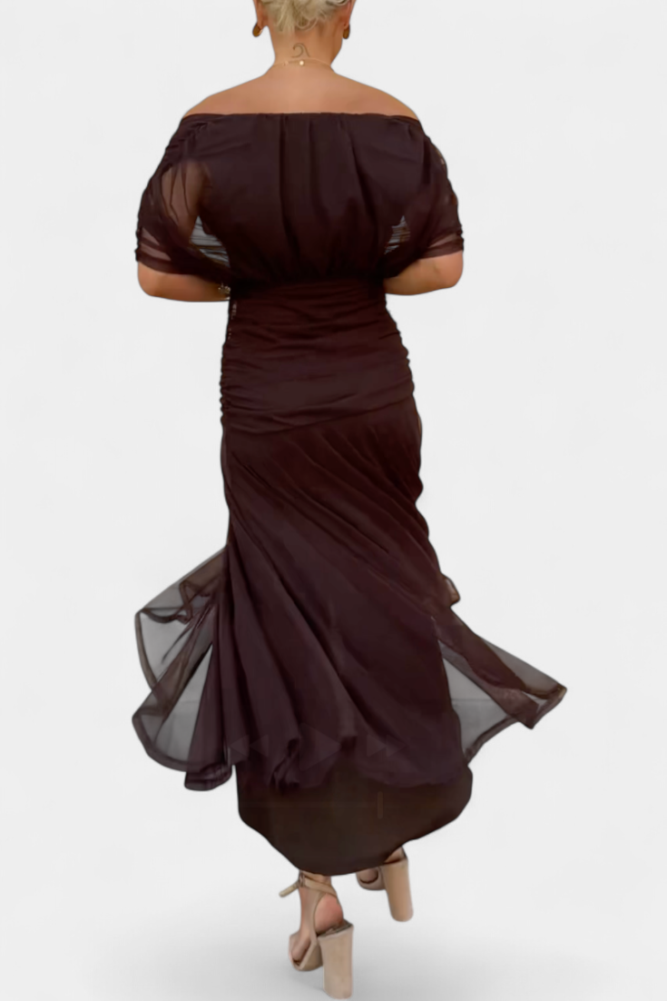 Off-Shoulder Ruched Maxi Dress