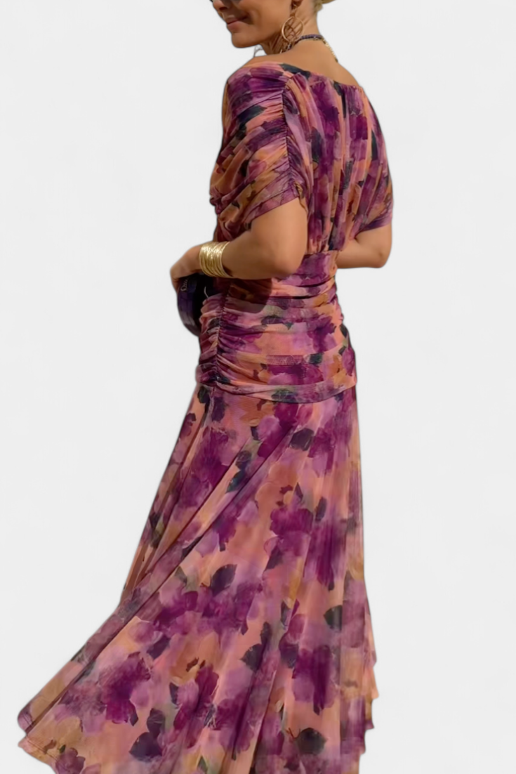 Women’s maxi dress — pleated wrapped waistline | formal wedding events