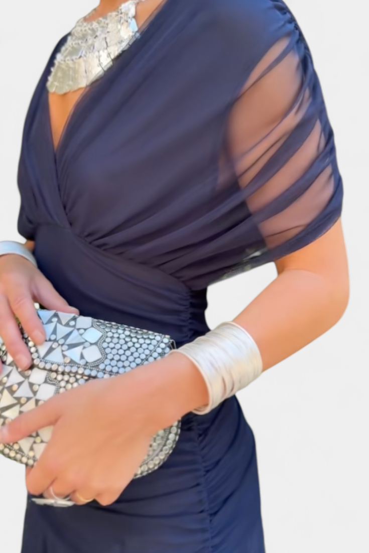 Women’s maxi dress — pleated wrapped waistline | formal wedding events