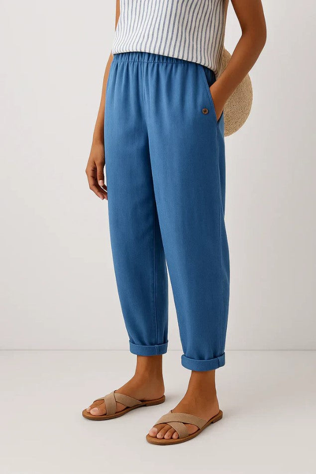 Everyday Cotton Blend Straight Trousers