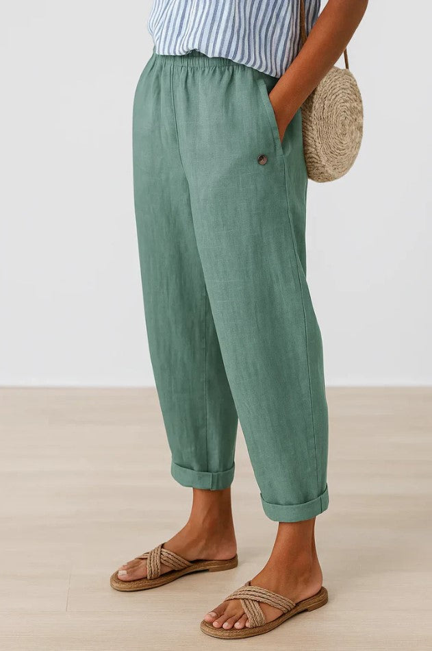 Everyday Cotton Blend Straight Trousers