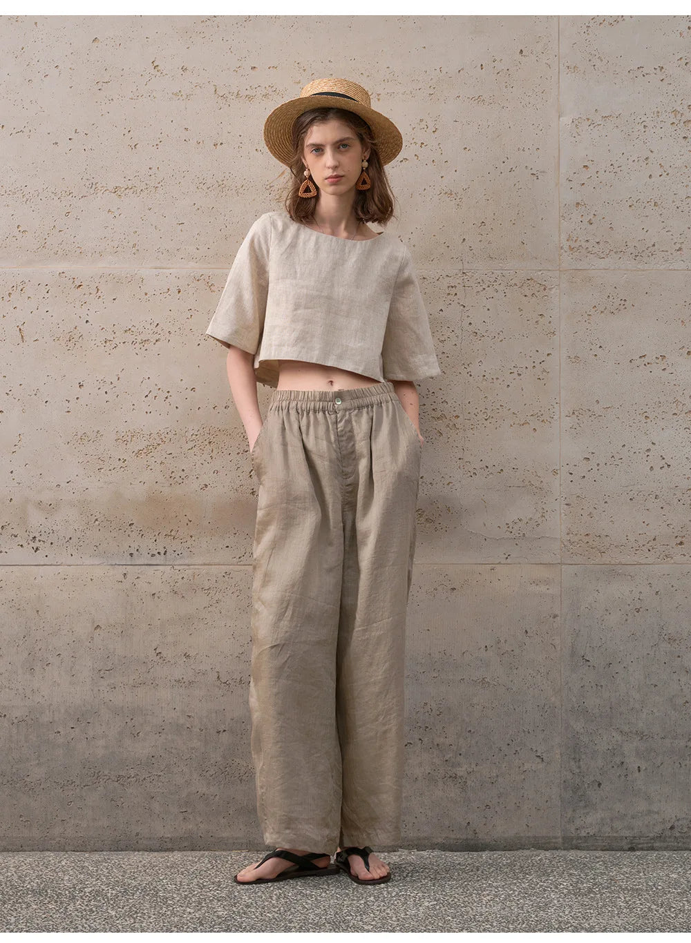 Crop top for women — 100% linen — boxy oversized fit — casual daily