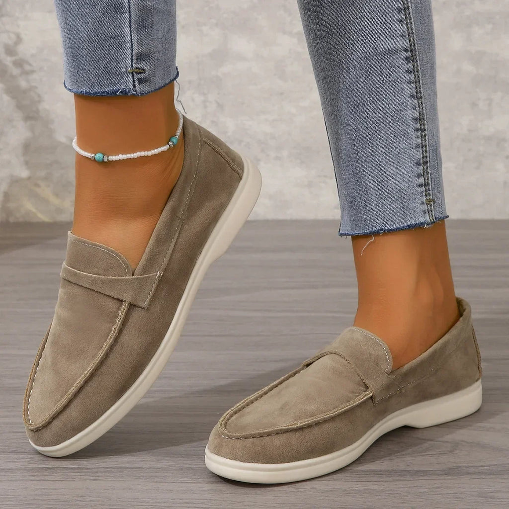 Women's Loafers Suede Slip On Cushioned Insole Rubber Sole Office Casual