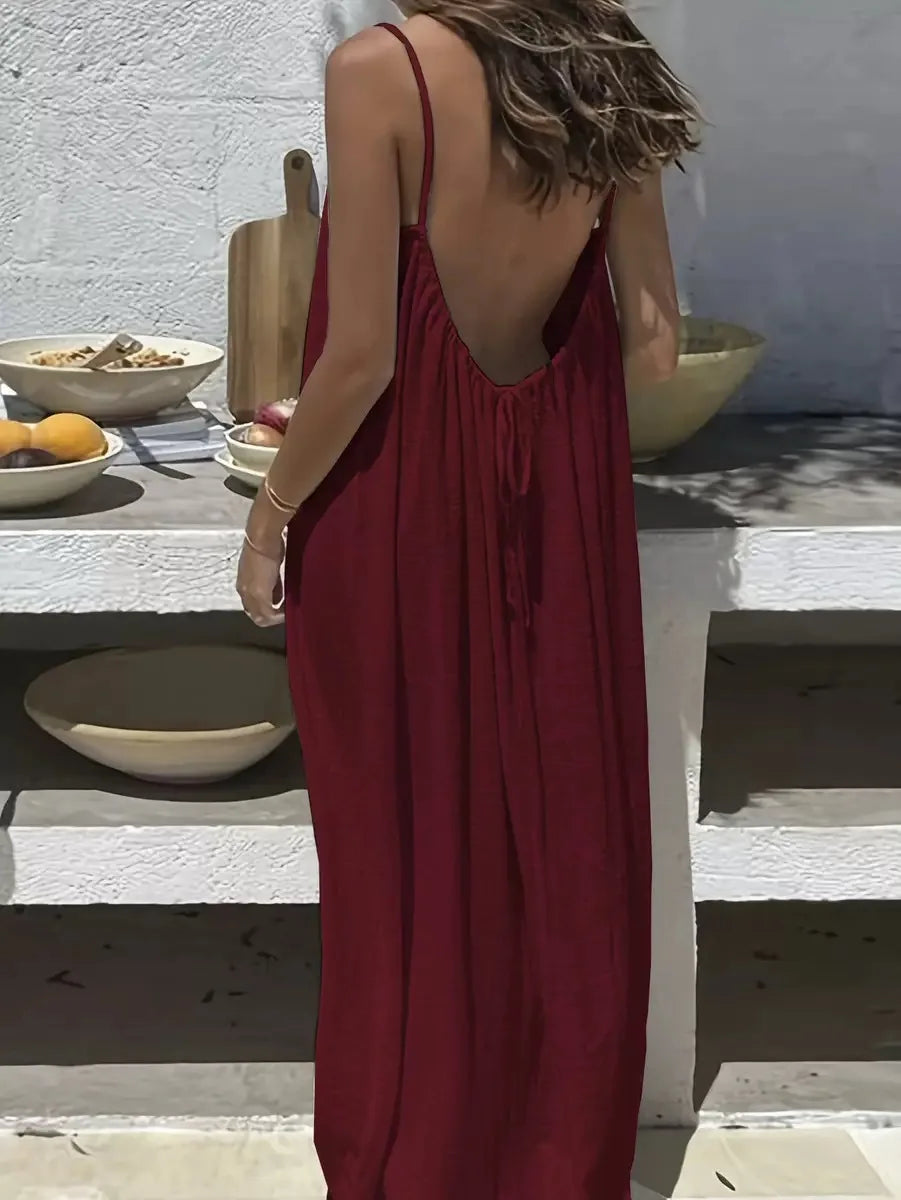Loose-Fit Spaghetti Strap Maxi Dress