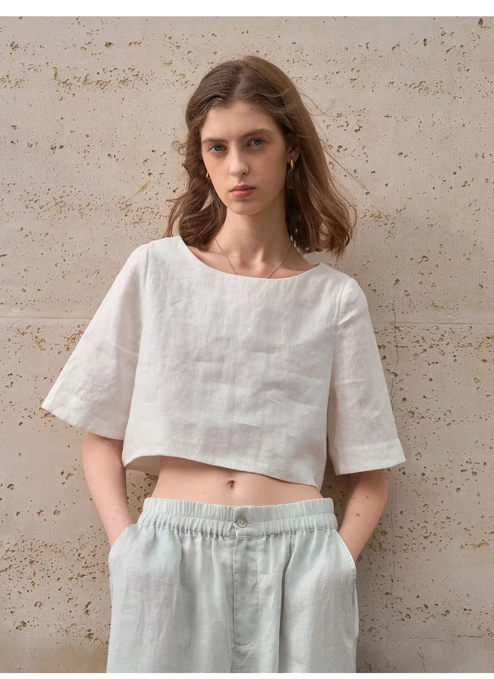 Crop top for women — 100% linen — boxy oversized fit — casual daily