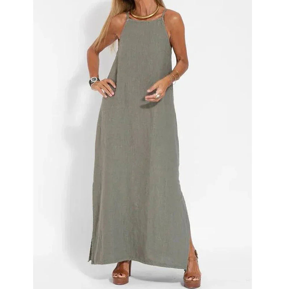 Women's Linen Sleeveless Maxi Dress