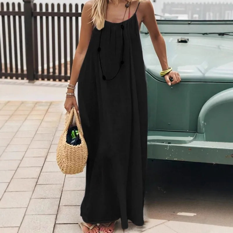 Loose-Fit Spaghetti Strap Maxi Dress