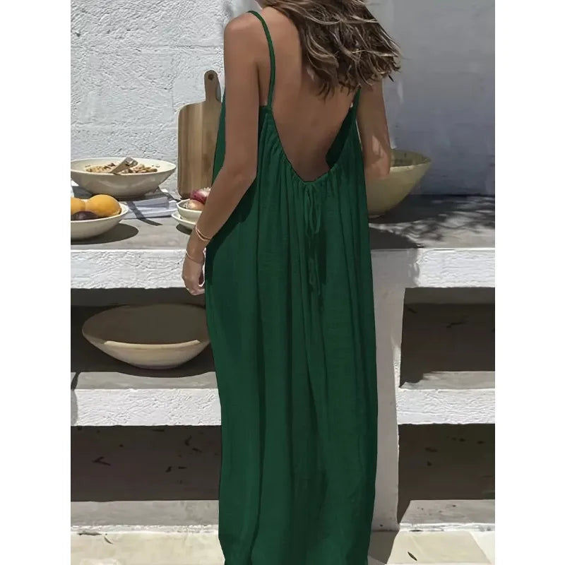 Loose-Fit Spaghetti Strap Maxi Dress