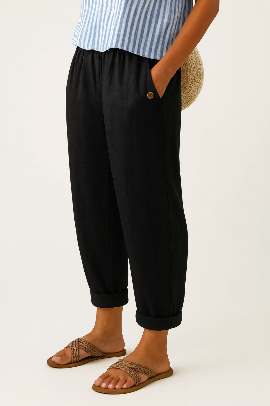 Everyday Cotton Blend Straight Trousers