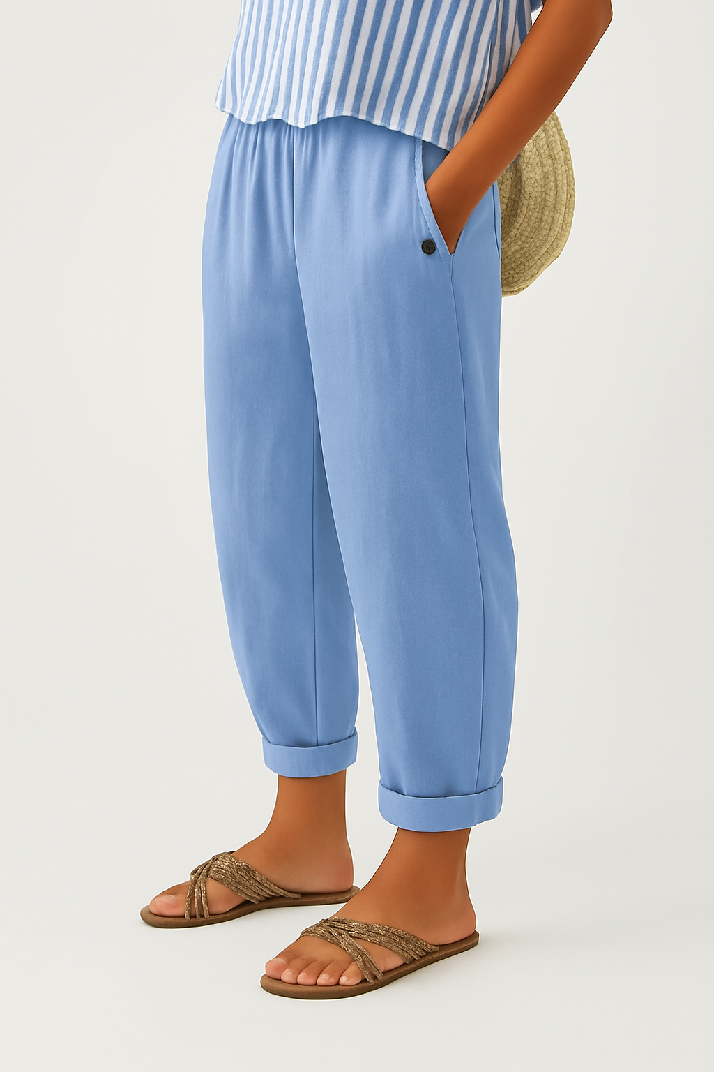 Everyday Cotton Blend Straight Trousers