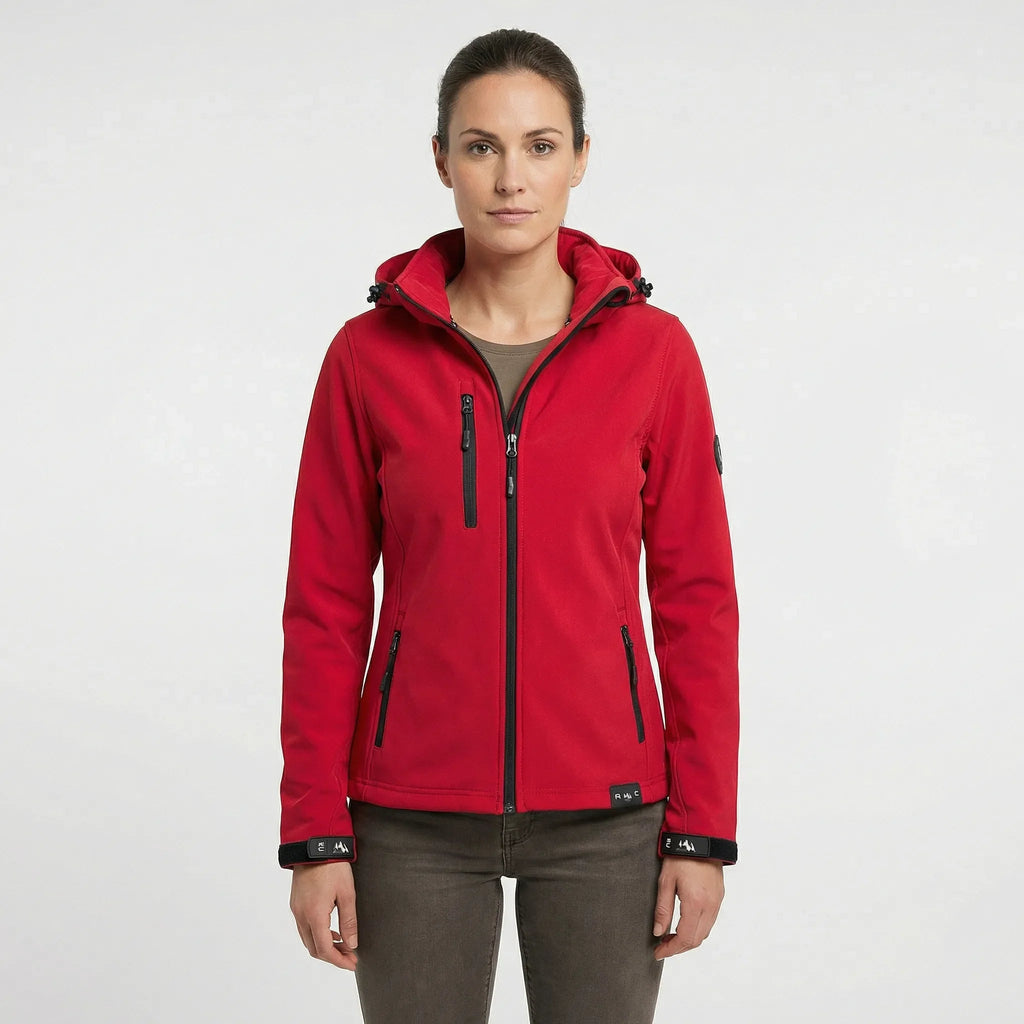 Women's Softshell Jacket Hooded Windproof Full Zip Pockets Casual