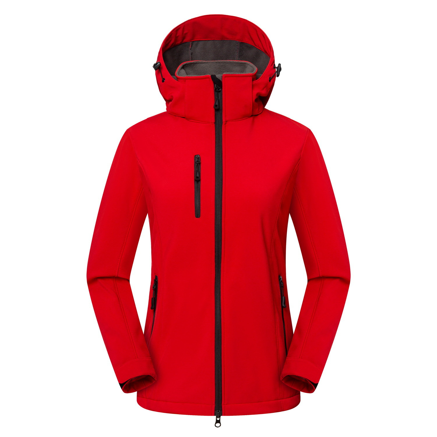 Women's Softshell Jacket Hooded Windproof Full Zip Pockets Casual