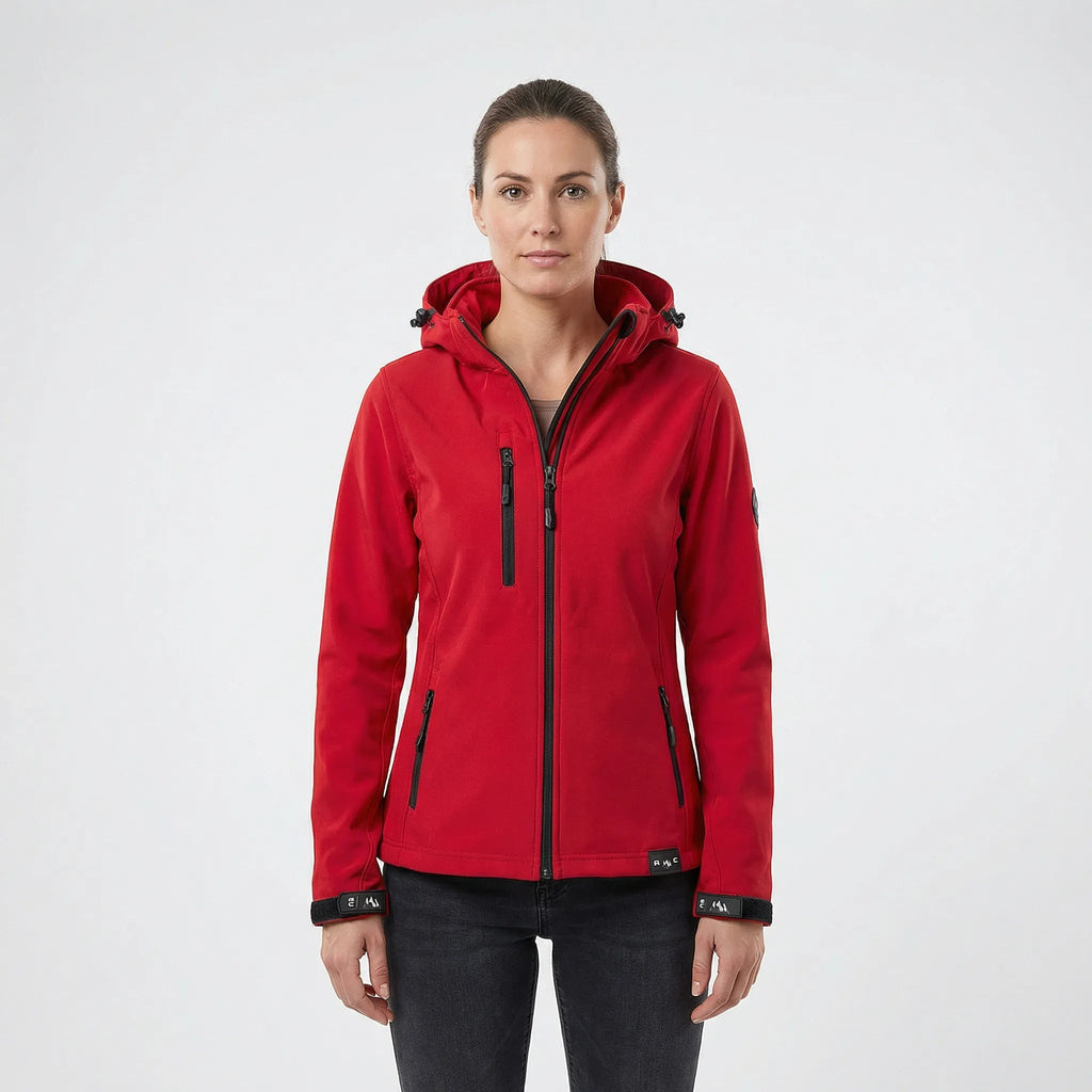 Women's Softshell Jacket Hooded Windproof Full Zip Pockets Casual