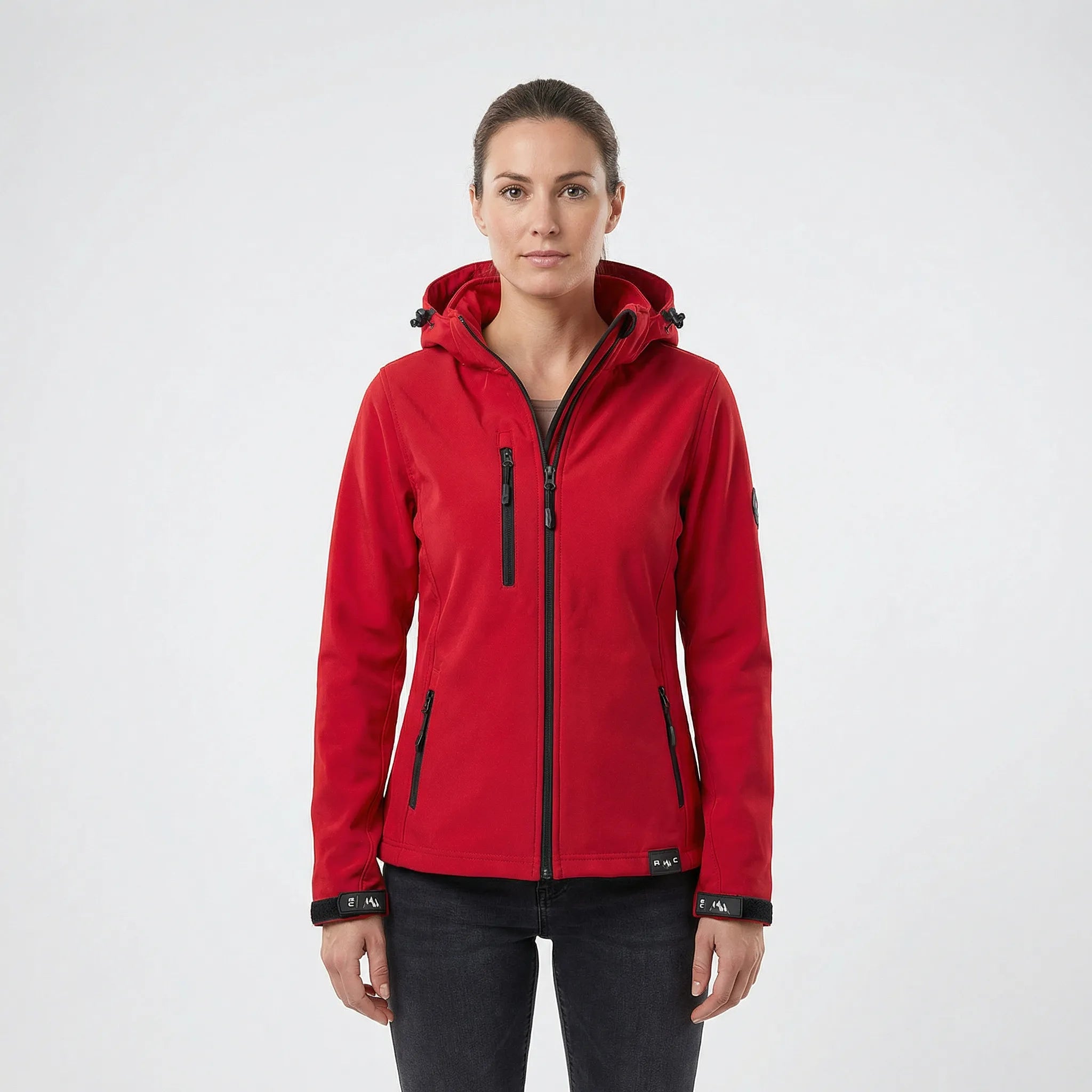 Women's Softshell Jacket Hooded Windproof Full Zip Pockets Casual