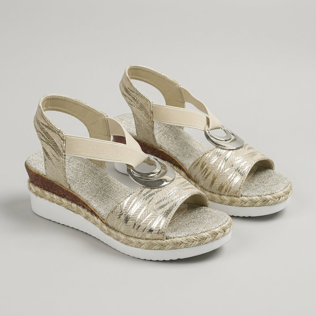 Women's Wedge Sandals Espadrille Platform Elastic Ankle Strap Open Toe Walking Shoes