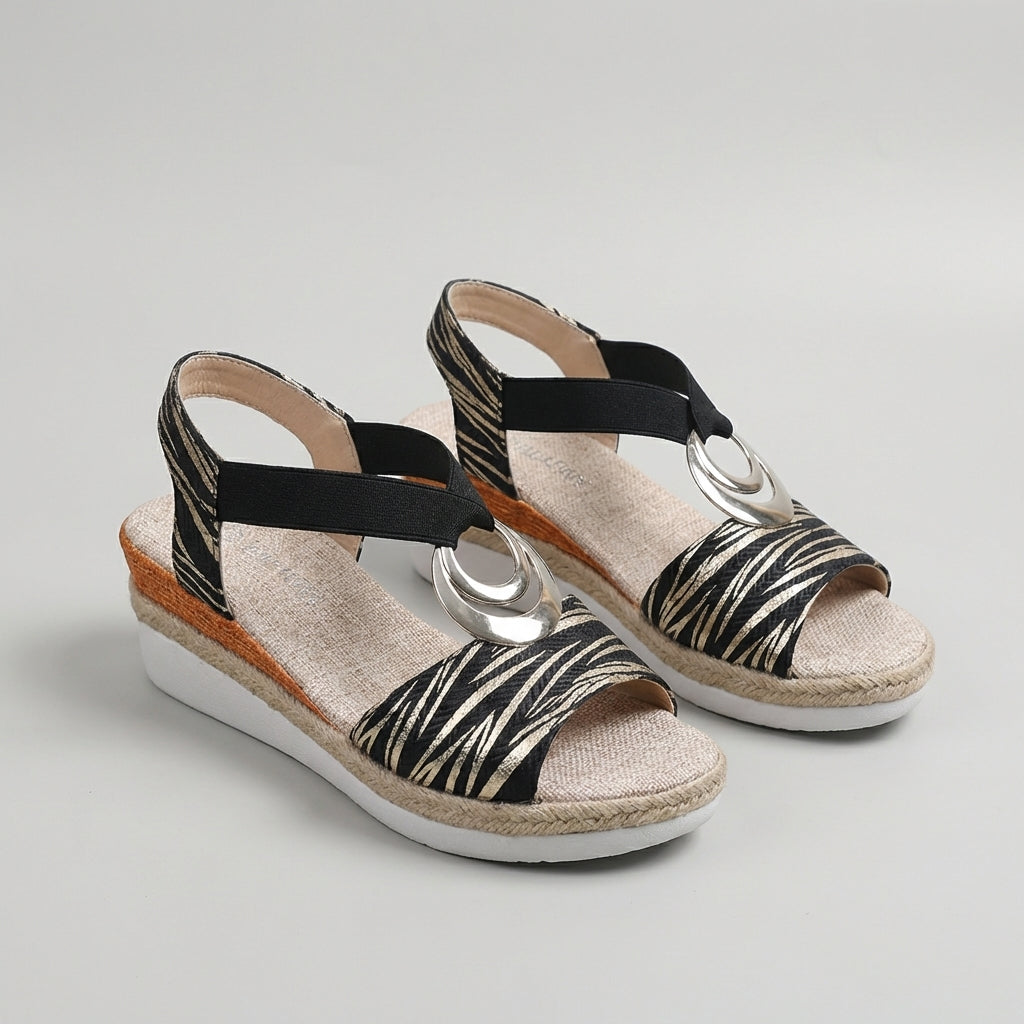 Women's Wedge Sandals Espadrille Platform Elastic Ankle Strap Open Toe Walking Shoes