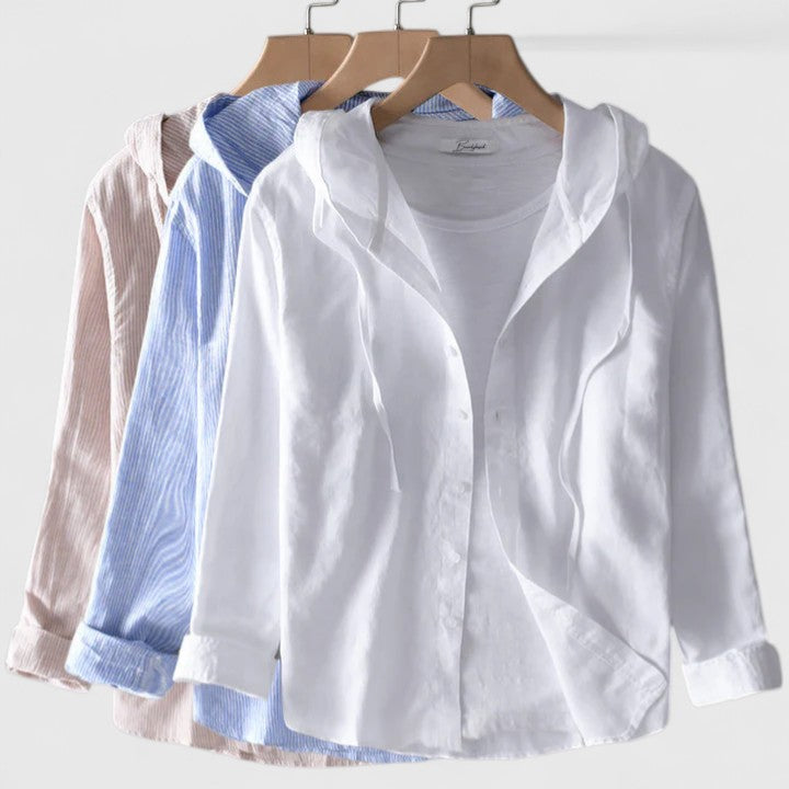 Women’s hooded shirt — casual vertical stripes | casual daily wear