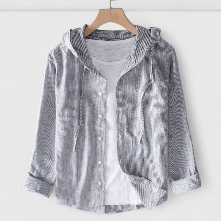 Women’s hooded shirt — casual vertical stripes | casual daily wear