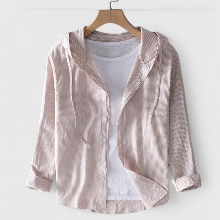 Women’s hooded shirt — casual vertical stripes | casual daily wear