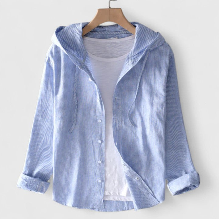 Women’s hooded shirt — casual vertical stripes | casual daily wear