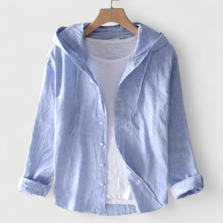Women’s hooded shirt — casual vertical stripes | casual daily wear