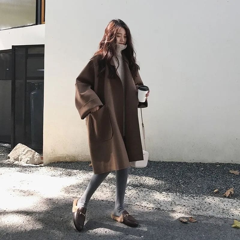 Women's Trenchcoat Wool Blend Oversized Elegant Business Casual Coat