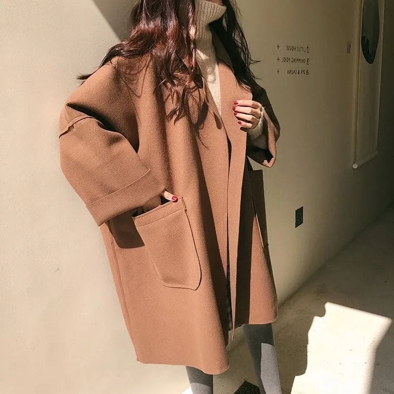 Women's Trenchcoat Wool Blend Oversized Elegant Business Casual Coat