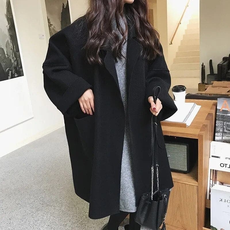 Women's Trenchcoat Wool Blend Oversized Elegant Business Casual Coat