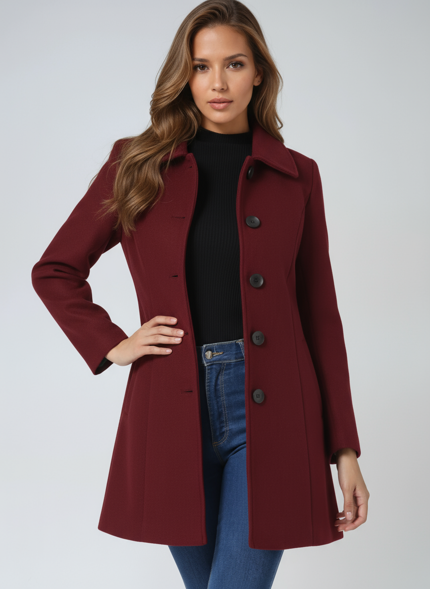 Women's Trenchcoat Fitted Button Closure Structured Collar Workwear